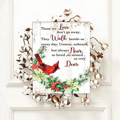 Oni koje volimo ne odlaze drveni znakovi božićni crveni ptice gmletoe vijenac viseći znak Vintage veselje