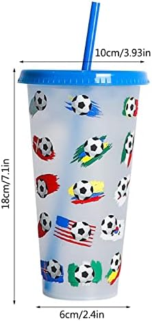 Staklene čaše postavljene kreativne čaše za vodu Fudbalski kup PP plastične šalice slame Nogometne