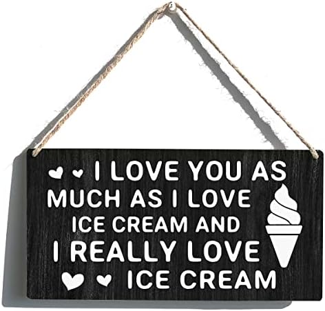 Sladoled Poklon Poklon Seoska kuća Volim te koliko volim sladoled drveni viseći znak plaketir rustikalni