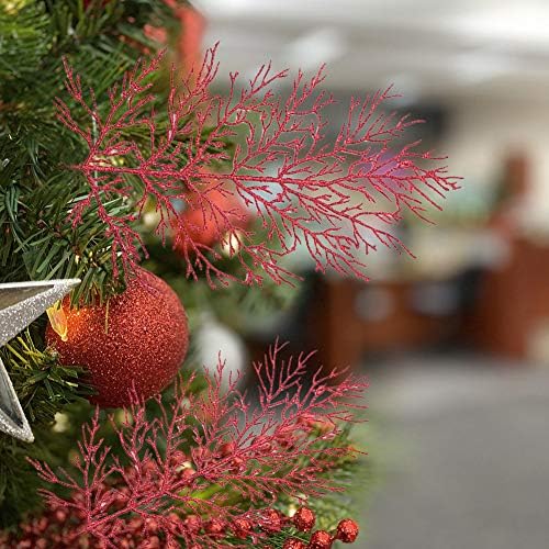 TRRAPLE 10pcs Artificial Glitter Leaves, Božić Glitter Leaves dekoracije treperi božićno drvo