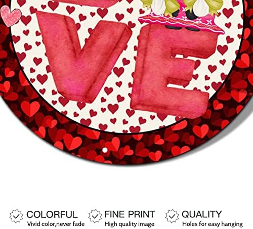 Okrugli metalni valentinovo vijenac znakovi love crveno srce slatko gnome kosinski znak za angažman
