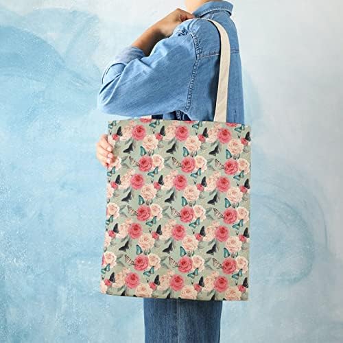 Ruže i leptir slatka Platnena torba estetska Vintage torbica torba za višekratnu upotrebu torba