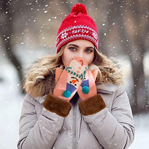 Qvkarw plus rukavice rukavice slatka zadebljanje casual božićni pleteni pleteni uzorak Ženske