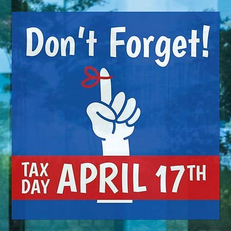 CGsignLab | Unutarnji krug Ne zaboravite -Tax Day -square Clear Window Cling | 24 x24