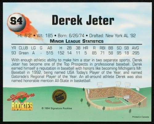Derek Jeter potpisao je autogramirani 1994 potpis Rookies RC 8x10 FOTO JSA naljepnica - autogramirane MLB fotografije