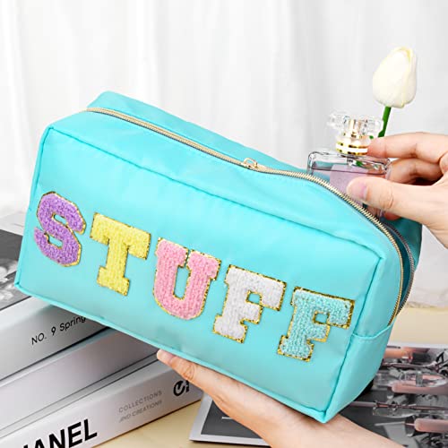 SOIDRAM Preppy torba za šminkanje najlonska kozmetička torba plava torbica za šminkanje za žene putna toaletna