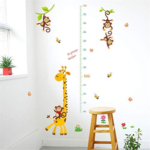 Giraffe Monkey Slatka visina grafikona Visina ravnala zidna naljepnica Naljepnica Art Vinil Dekor Izmjenjiva