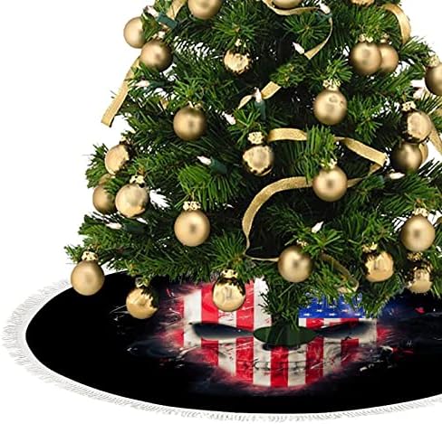 Američka zastava ljuta lubanja smiješna suknja za božićnu drvcu sa kratkim plišanjem, 3 veličine