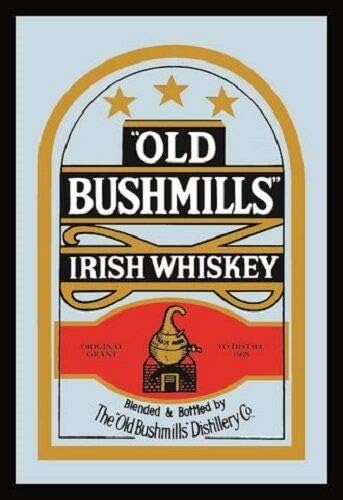 Za metalni limenki znak 8 x 12 - Stari Bushmills Irski viski viski nostalgia Barspiegel ogledalo Zrcalo
