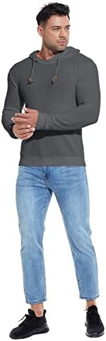 iwoo muške vafle pletene pulover dukserica s kapuljačom dugim rukavima pleteni džemper dugih rukava