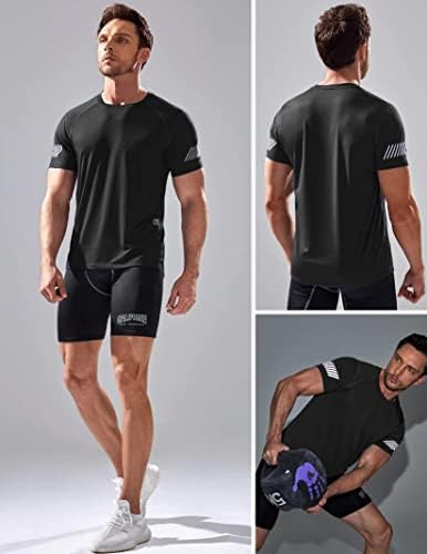5 paket muške aktivne Quick Dry Crew majice za vrat / atletsko trčanje teretana Vježba kratki rukav Tee Tops
