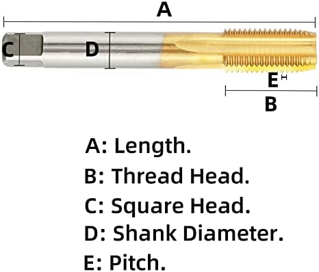 Aceteel Metric M16 x 1,0 HSS TI-obloženi navoj ravne flaute Dodirnite, M16 x 1,0 mm Titanijumski