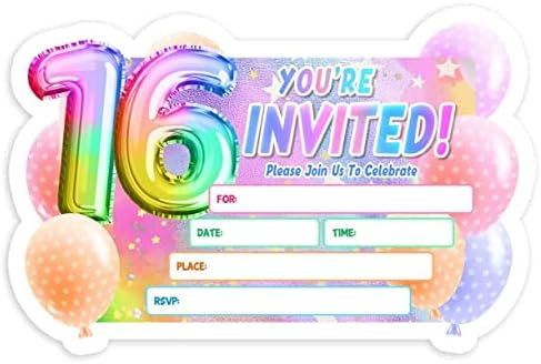 SIMIMI Art 16. rođendan poziv za djevojčice -30 pakovanje, djevojke prve rođendanske pozivnice