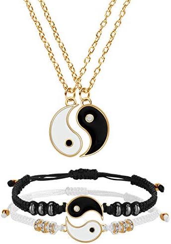 Hicarer Yin Yang narukvica prijatelja ili Para sa kompletom ogrlica, 2 komada odgovarajuća Yin Yang podesiva