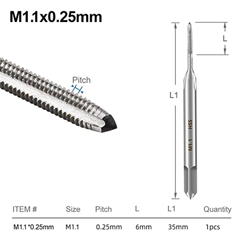 Metrički vijak Dodirnite M1-3.5 Navoj stroja Tap bušilica 6542 Ravna flauta utikač Tap Metal