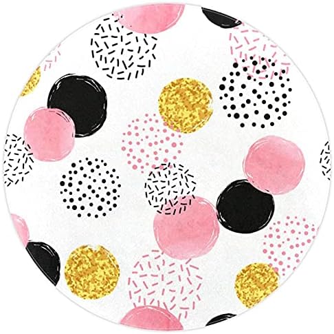 Llnsupply okrugli Dječiji prostor za igru roze crni zlatni tačkasti uzorak podloga za rasadnik meka