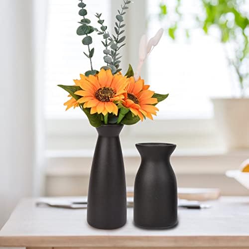 Joynisy keramički vazni set od 2, crni mat boho vaza za ukrasne sušene cvijeće Pampas trava ukratko,