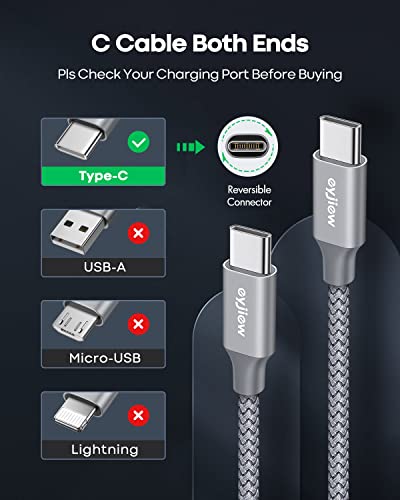 EYJiew dugi USB C do USB C kabla [12ft, 2-pack], 60W PD tip C do C Brzi kabl za punjenje za Samsung