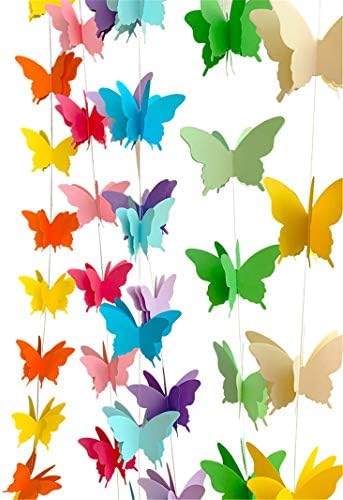 Party Butterfly Papir Garland, 7 boja 2 metra 3D Leptir baner Viseće ukrašavanje za vjenčanje, tuš za