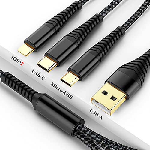 2PACK 6FT-u više punjenja 3a, više punjač kabel najlonska pletenica univerzalna 4 u 1 multi USB kabl višestruki uređaji za punjač tipa C / Micro USB konektori za mobitele i još mnogo toga