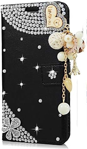 STENES iPhone Xs Case-Stylish - 3D Handmade bling Crystal Butterfly Flowers floral Magnetic Wallet Slotovi