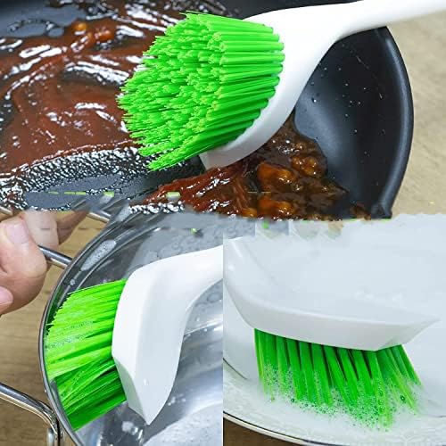 Set za pranje posuđa, kuhinjska četkica za čišćenje ruba za strugač, zeleni višenamjenski četkica s drškom