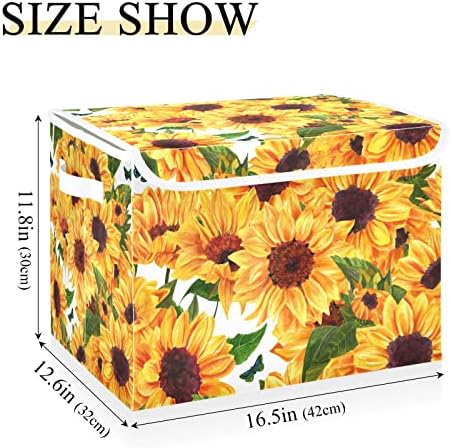 INNEWGO Sunflowers Zelene leptire za skladištenje poklopca za organiziranje skladišnih košara sa ručkama