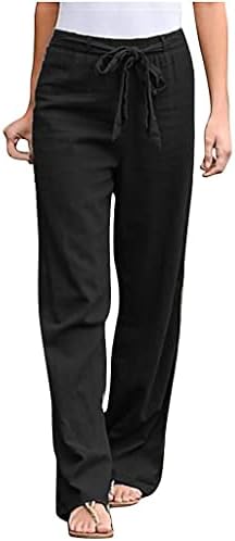 Zhuer ženske čvrste pamučne pantalone plus veličine crnka elastične struke široke nogave hlače, casual cofy