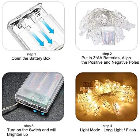 Dealpeak LED Photo žičana svjetla LED Photo Peg Clip Fairy Lights za uređenje doma viseće fotografije