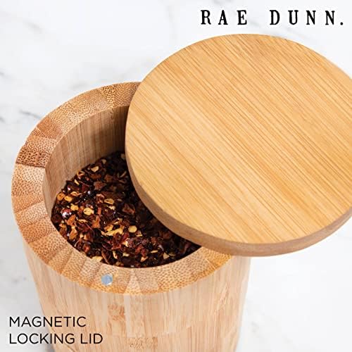 RAE Dunn bambuo, podrum soli i paprike - čuvar soli i bibera sa magnetskim okretnim poklopcem - posuda