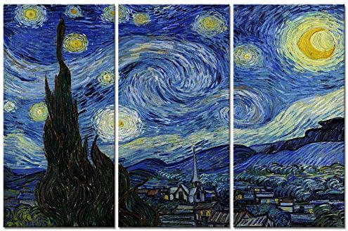 iKNOW FOTO velika slika na platnu sa 3 ploče zidna Umjetnost Zvjezdana noć Van Gogha poznata