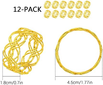 Shinowa 12-pakovanje prstenova sa salvetama, metalik twined salveting prsten serviette držač prstena za