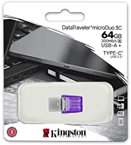 Kingston DataTraveler MicroDuo 3C 64GB USB-C & USB-a bljeskalica | Brzina do 200 MB / s | USB 3.2 Gen 1 | Duo