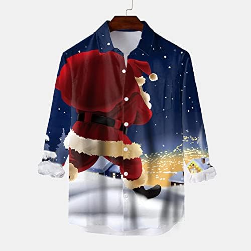 Zdfer sretan božićni muški dugi majica s dugim rukavima, Xmas Santa Claus ispisane košulje za kuglanje