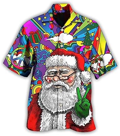 ZDDO božićna majica za muškarce opušteno-fit skraćeno rukav dolje majice Smiješni Xmas Santa Claus Print