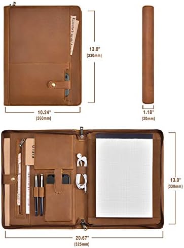 AZXCG kožni portfelj, profesionalni poslovni padfolio za 12,9-inčni iPad Pro, nastavak mape sa veličinom