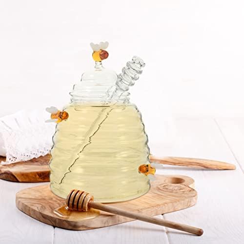 Angoily Honey Dipper Honey Pot staklena tegla za med sa štapićima za med košnica lonac za med dozator