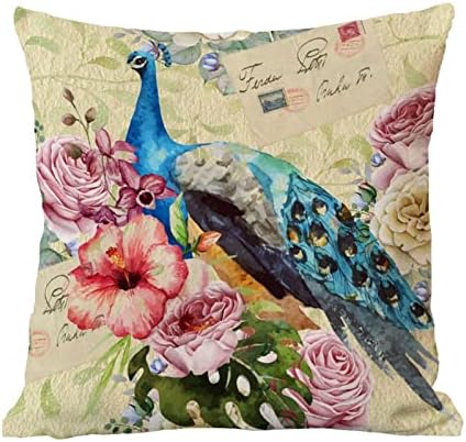 Retro ljubičasta teal paun s cvijećem bacač jastučni poklopac votlor paunski dekor jastučni jastuk