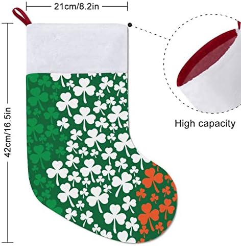 Irska zastava Shamrock uzorak personalizirana božićna čarapa Xmas kamin Porodični zabava Viseće ukrase