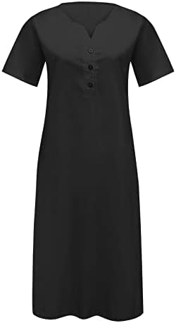 NOKMOPO lepršave haljine za žene Ležerne jednobojne štampane male haljine sa kratkim rukavima sa V izrezom