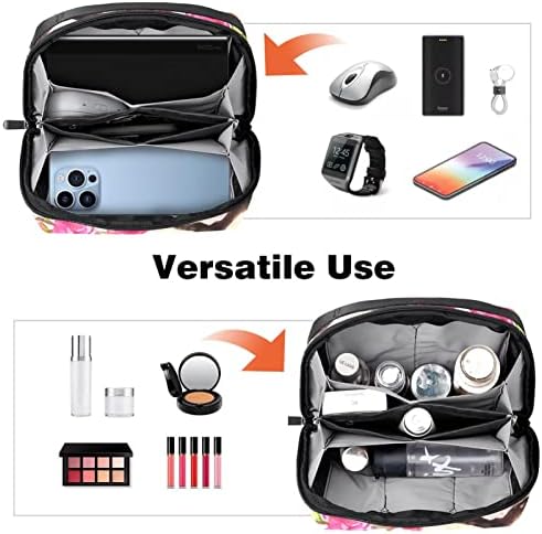 Travel Makeup Bag Vodootporna kozmetička torba torba za torba za šminku za žene i djevojke, ružičasti cvjetni