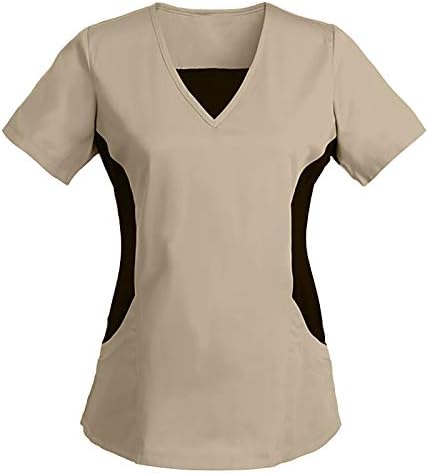 Ležerne medicinske sestre radna odjeća piling vrhovi za žene Patchwork Radne uniforme V izrez kratke