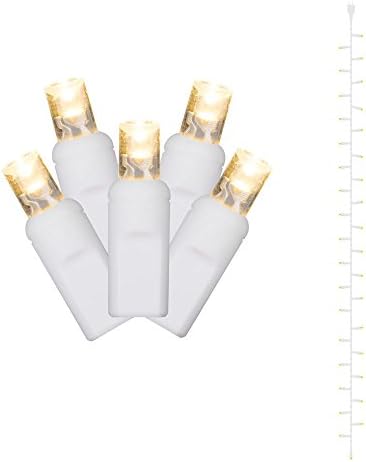 Vickerman 50 toplo bijelo svjetlucavo Širokokutno LED svjetlo za zavjese na bijeloj žici, 25 ' Božićno