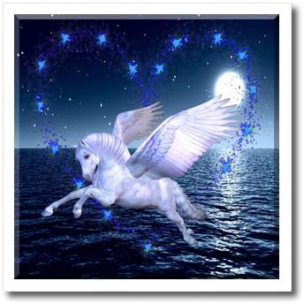 3drose HT_108161_3 Prekrasan pegasus konj u ocean mjesečinom-željezo na prijenosu topline za bijeli materijal,