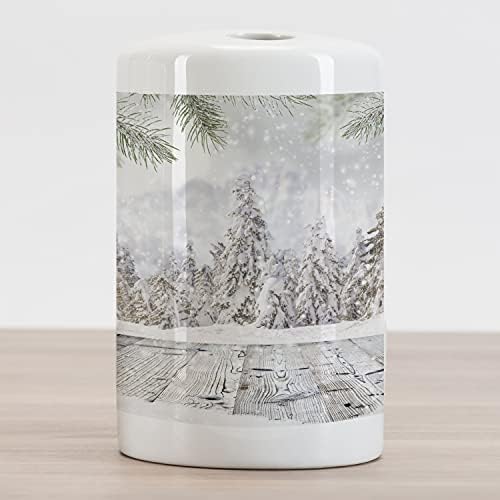 AMBESONNE zimska keramička četkica za zube, apstraktna božićna tema snijega prekrivena šuma i