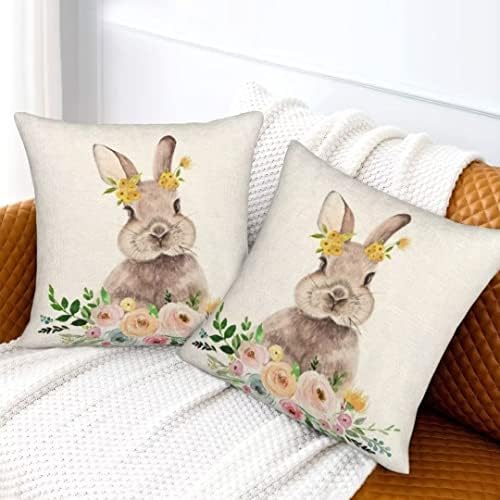 Sunshineyan proljetni jastuk 20x20 set od 2, uskršnji ukrasi bacaju jastuk za jastuče Spring Bunny