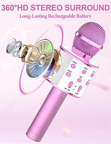 Amazmic Karaoke mikrofon za djecu, ručni Bluetooth mikrofon za Karaoke, poklon za djecu Dječaci /