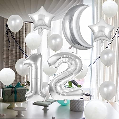 12. rođendan balon 12. rođendan ukrasi srebrni 12 balona sretni 12. rođendanska zabava broj 12 folija