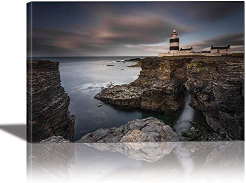 Eurographics Lighthouse on Cliffs Slikarstvo Umetničko delo za kućni dekor uokviren 24x36 inča