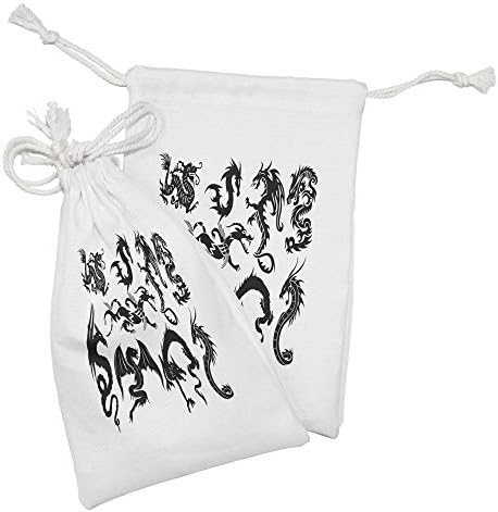 AMBESONNE japanske zmajeve tkanine torba od 2, jednobojni stil kulturni orijentalni stvori, mala torba za